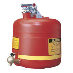 Justrite PET Sicherheitsbehälter mit Zapfhahn zum Abfüllen selbstschließender Hahn und Deckel mit Grifföffnung