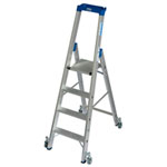 Krause Stabilo Stufen-Stehleiter, fahrbar 4 Stufen, Arbeitshöhe 2,95 m