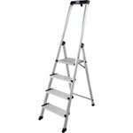 Krause Monto Sicherheits-Stufenleiter 4 Stufen mit Anti-Rutsch-Riffelung, Arbeitshöhe bis 2,85 m