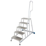 Krause Stabilo Montagetritt Trittleiter mit Handlauf 5 Stufen, Arbeitshöhe 3,0 m, Plattformhöhe: 1,0 m