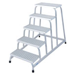 Krause Stabilo Montagetritt Trittleiter mit Gitterrost 5 Stufen, Arbeitshöhe 3,0 m, Plattformhöhe: 1,0 m