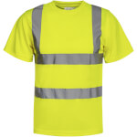 Korntex Warnschutz Cordoba T-Shirt fluoreszierend gelb mit vier 5 cm breiten Reflexstreifen (Quer- und Längsstreifen)
