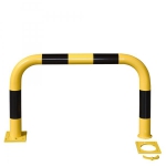 Rammschutz-Bügel Stahl wegnehmbar, (HxB): 60 x 100 cm für zeitweilige Absperrungen, zum aufdübeln, gelb/schwarz