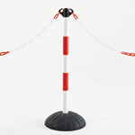 Mobiler Kettenständer PRO Aluminiumpfosten: rot/weiß