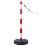 Mobiler Kunststoffkettenständer Pfosten: rot/weiß