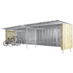 Unterstand Erweiterung geschlossen mit Rück- und Seitenwand verzinkter Stahlrahmen mit Holzwänden und Blechdach