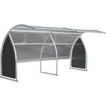 Unterstand Erweiterung geschlossen mit Rück- und Seitenwand verzinkter Stahlrahmen mit gebogenem PC-Blechdach