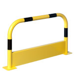 Mottez Rammschutzbügel gelb schwarz mit Unterfahrschutz und Bodenplatte zum Aufdübeln