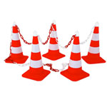 Leitkegel Absperr-Set BASIC mit 5 Kegeln 5 Leitkegel-Adaptern und 7,5 m Kette