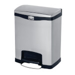 Rubbermaid Slim Jim Edelstahl-Tretabfalleimer 30 l Abfallbehälter für Innen- und Außenbereiche mit Fußpedal