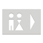 Phos Wegweiser aus Edelstahl Symbol 'Dame und Herr', Pfeil rechtsweisend,