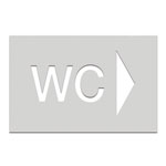 Phos Wegweiser aus Edelstahl Toilettenschild mit Symbol WC und Pfeil rechtsweisend
