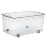 rothopro Clearbox  Aufbewahrungsbox mit Deckel und Rollen Fassungsvermögen: 63,0 l