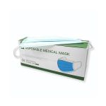 Einweg-Maske Typ II, blau, 3lagig 17.5x9.5cm, mit Nasenrückenklemme, elastisches Ohrband 3mm,