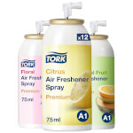 Tork 236056 Lufterfrischer-Spray Mixed Pack 12 Refill Duftpatronen (4x Citrus, 4x Floral und 4x Tropical Fruit)