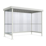 WSM Raucherkabine Jena Maxi inkl. Seitenwand Stahlkonstruktion mit Anlehnbügeln für Schutz vor Wind und Wetter