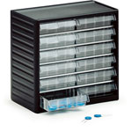 Kleinteilmagazin TRESTON mit 12 Einzelschubladen, anthrazitgrauer Polypropylen-Rahmen,