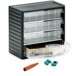 Kleinteilmagazin TRESTON mit 4 Einzelschubladen, anthrazitgrauer Polypropylen-Rahmen,