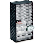 Kleinteilmagazin TRESTON mit 32 Einzelschubladen, anthrazitgrauer Polypropylen-Rahmen,