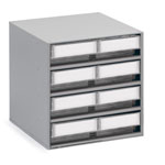 Schubladenmagazin TRESTON mit 8 Schubladen glasklar inkl. Etiketten und Auszieh-Sicherung,