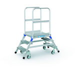 Treppen Podesttreppen ZARGES Z 600, fahrbar, beidseitig begehbar,