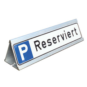 SafetyMarking Parkplatzbegrenzung plus Parkplatzschild Symbol: P, mit max. 20 Zeichen Text nach Wahl