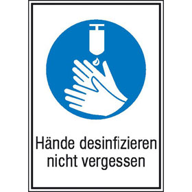 Panneau d'obligation combin Ne pas oublier de dsinfecter les mains