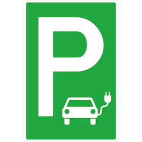 Parkplatzschild Symbol: P, Text: Elektro-Tankstelle