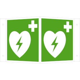 Erste-Hilfe-Schild - Winkel - langnachleuchtend Automatisierter externer Defibrillator (AED)