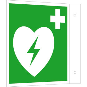 Erste-Hilfe-Schild - Fahne - langnachleuchtend Automatisierter externer Defibrillator (AED)