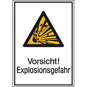 Panneau de danger combin Attention! Danger d'explosion