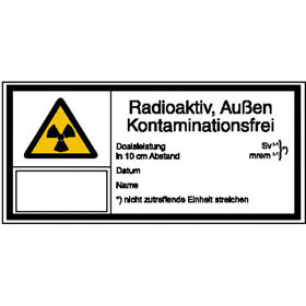 Panneau de danger combin / protection contre les radiations Radioactif, en dehors sans contamination 