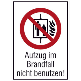 Panneau d'interdiction combin Ne pas utiliser l'ascenseur en cas d'incendie