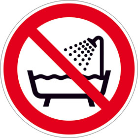 Panneau d'interdiction Interdiction d'utiliser dans le bain, la douche..