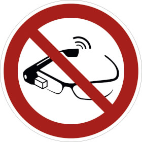 Verbotsschild Benutzen von Datenbrillen (smart glasses) verboten