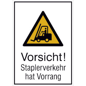 Warn-Kombischild Vorsicht! Staplerverkehr hat Vorrang