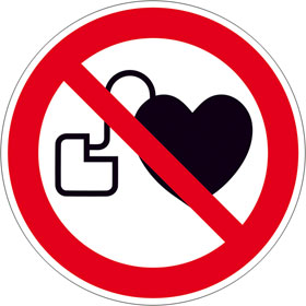 Panneau d'interdiction Accs interdit pour personnes avec stimulateurs cardiaques ou
