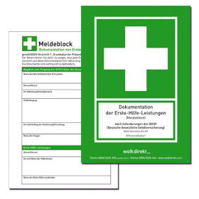 Erste Hilfe Meldeblock DIN A5, 50 Blatt Alternative zum Verbandbuch zur Dokumentation von Erste Hilfe-Leistungen