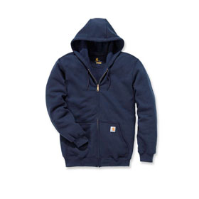 Carhartt Hooded Zip Front Sweatshirt Kapuzenjacke navy mit Kapuze, Vordertasche, elastische Bndchen