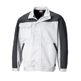 Dickies Workwear Everyday Bundjacke wei-grau Arbeitsjacke mit verstellbaren rmelbndchen und verdecktem Reiverschluss