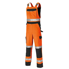 Dickies Workwear Warnschutz Hi-Vis Latzhose orange/blau zweifarbige Arbeitslatzhose mit Reflexstreifen
