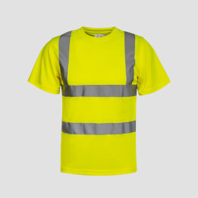 Korntex Warnschutz Cordoba T-Shirt fluoreszierend gelb mit vier 5 cm breiten Reflexstreifen (Quer- und Lngsstreifen)