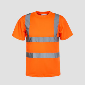 Korntex Warnschutz Cordoba T-Shirt fluoreszierend orange mit vier 5 cm breiten Reflexstreifen (Quer- und Lngsstreifen)