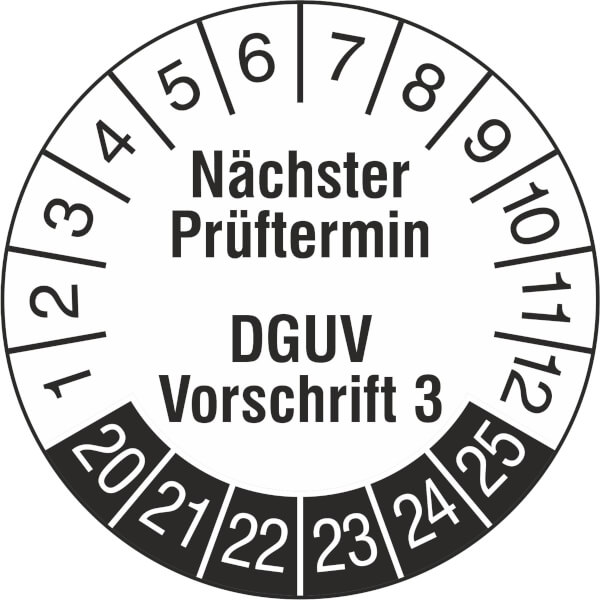 BGVA3 Prüfplaketten Prüfplaketten -20-30mm DGUV V3 / BGVA3 - Siegel-Folie Für Nächsten Prüftermin, Ideal Für Elektrogeräte DGUV V3 Plaketten