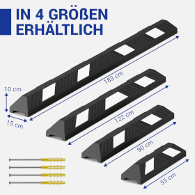 Parkplatzbegrenzung aus Recylinggummi mit weißen Reflexstreifen und integriertem Tragegriff