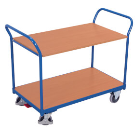 VARIOfit Tischwagen Transportwagen mit Stahlrahmen und 2 Ladeflächen aus Holz