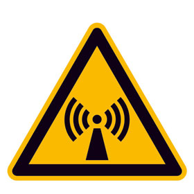 Warnschild auf Bogen Warnung vor nicht ionisierender Strahlung