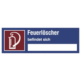 Hinweisschild auf Sicherheitseinrichtung Feuerlscher befindet sich...