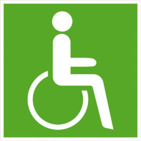 Rettungszeichen / nachleuchtend Rettungsweg  -  Notausgang für Rollstuhlfahrer rechts