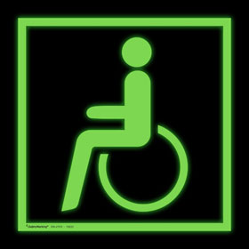 Rettungszeichen / nachleuchtend Rettungsweg - Notausgang für Rollstuhlfahrer links